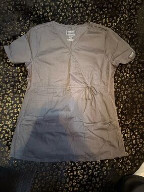 2 Women’s Gray Wrap Maternity Scrub Top